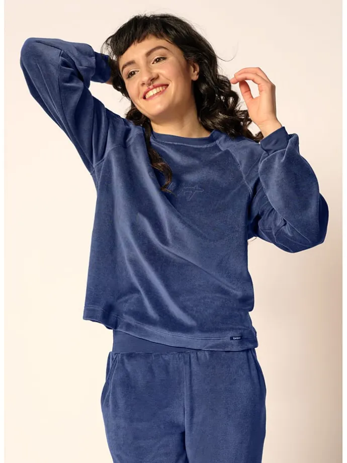 Pyjama-Oberteil in Dunkelblau