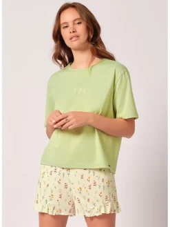 Pyjama-Oberteil in Grün