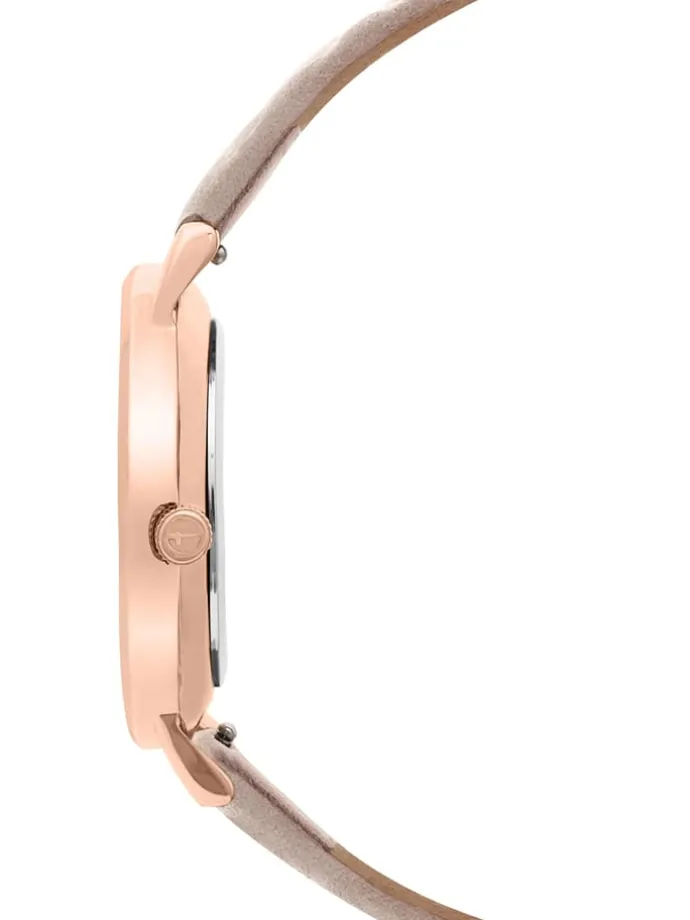 Quarzuhr in Beige/ Roségold/ Weiß