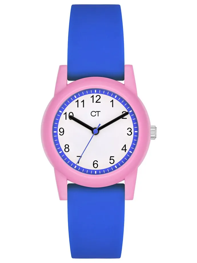 Quarzuhr in Blau/ Rosa/ Weiß