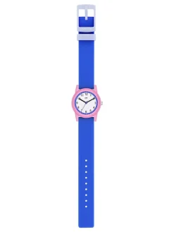 Quarzuhr in Blau/ Rosa/ Weiß