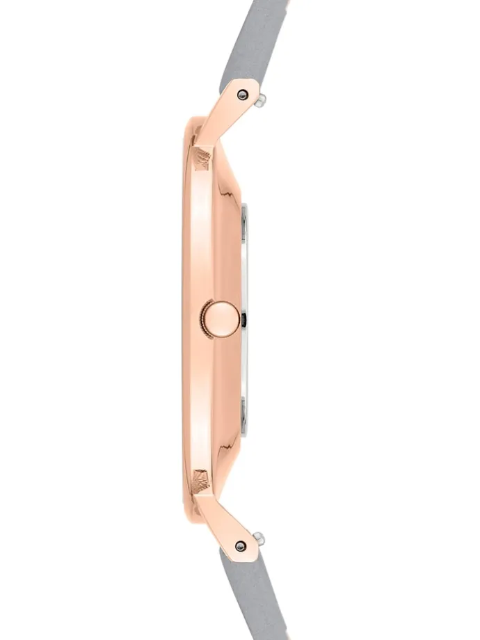 Quarzuhr in Grau/ Roségold