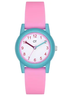 Quarzuhr in Rosa/ Türkis/ Weiß