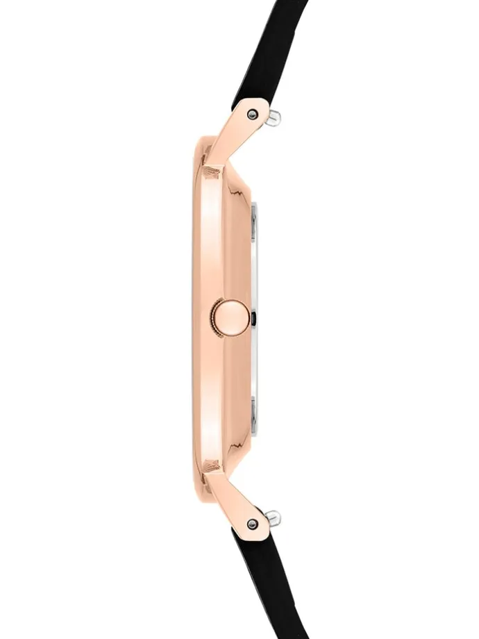 Quarzuhr in Roségold/ Schwarz