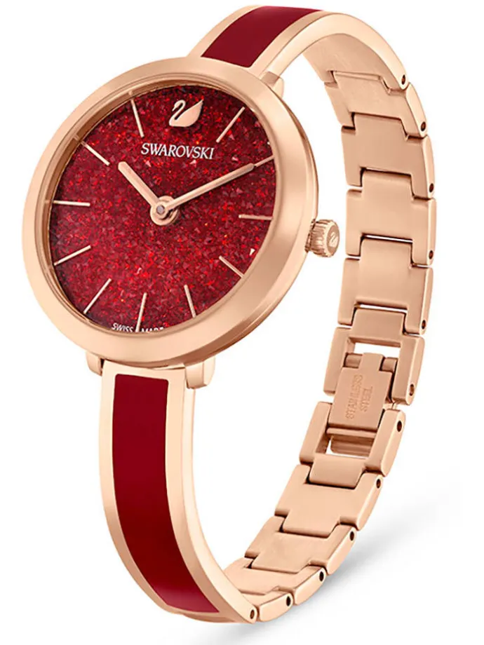 Quarzuhr in Rosévegold/ Rot