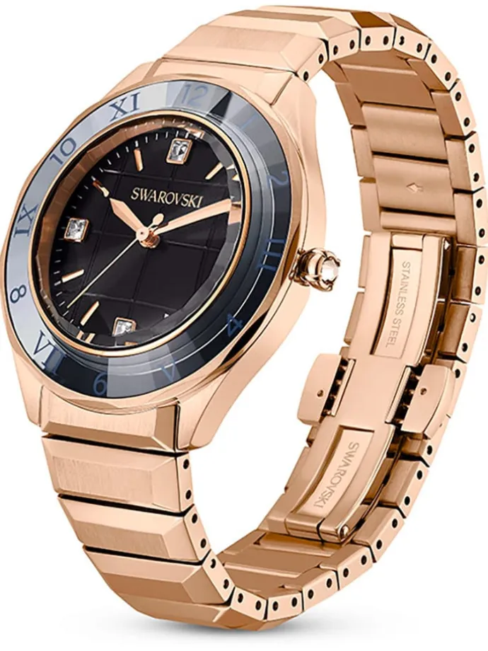 Quarzuhr in Rosévegold/ Schwarz