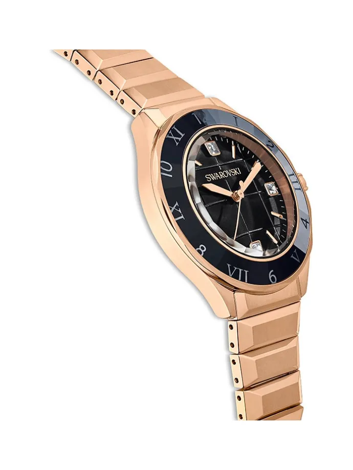 Quarzuhr in Rosévegold/ Schwarz