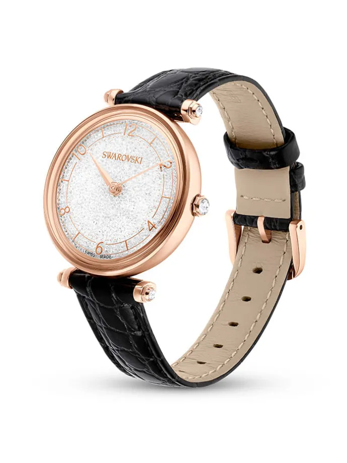 Quarzuhr in Schwarz/ Roségold/ Weiß