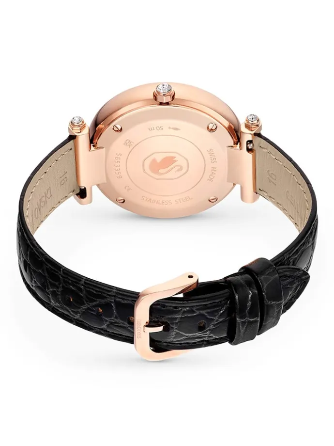 Quarzuhr in Schwarz/ Roségold/ Weiß