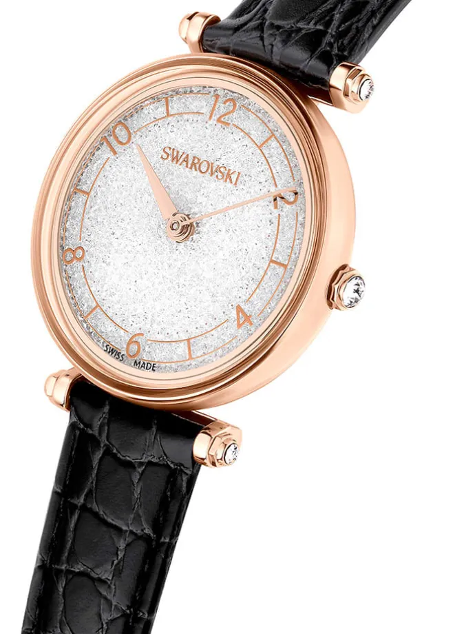 Quarzuhr in Schwarz/ Roségold/ Weiß