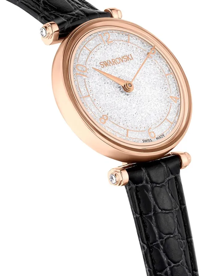 Quarzuhr in Schwarz/ Roségold/ Weiß
