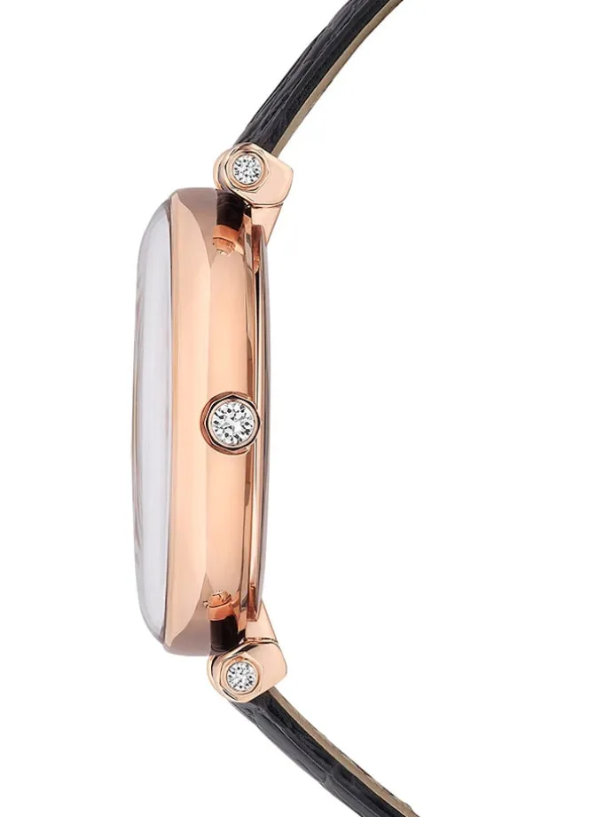 Quarzuhr in Schwarz/ Roségold/ Weiß