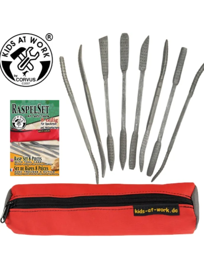 Raspelset 8 tlg. mit Mäppchen für Kinder in silber