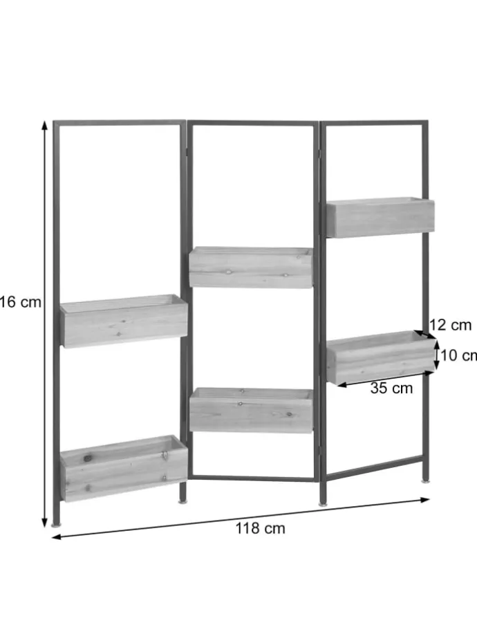 Raumteiler mit Pflanzkasten L32, Gestell schwarz, naturfarben