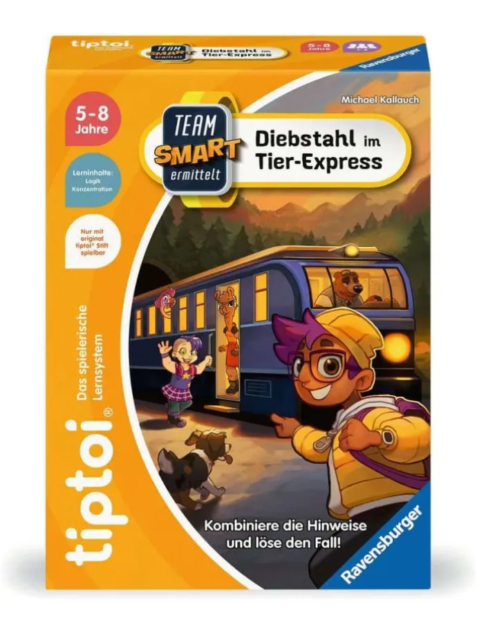Ravensburger Lernspiel Team SMART ermittelt: Diebstahl im Tier-Express in bunt