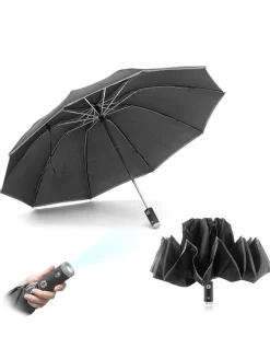 Regenschirm mit umgekehrter Faltung und mit LED