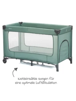 Reisebett Capri ab Geburt - 15 kg mit verstellbarem in gruen