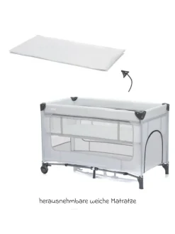Reisebett Capri ab Geburt - 15 kg mit verstellbarem in grau