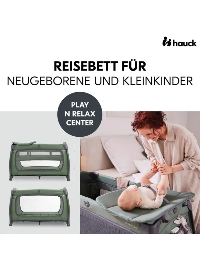 Reisebett Play N Relax Center mit Wickelauflage, in gruen