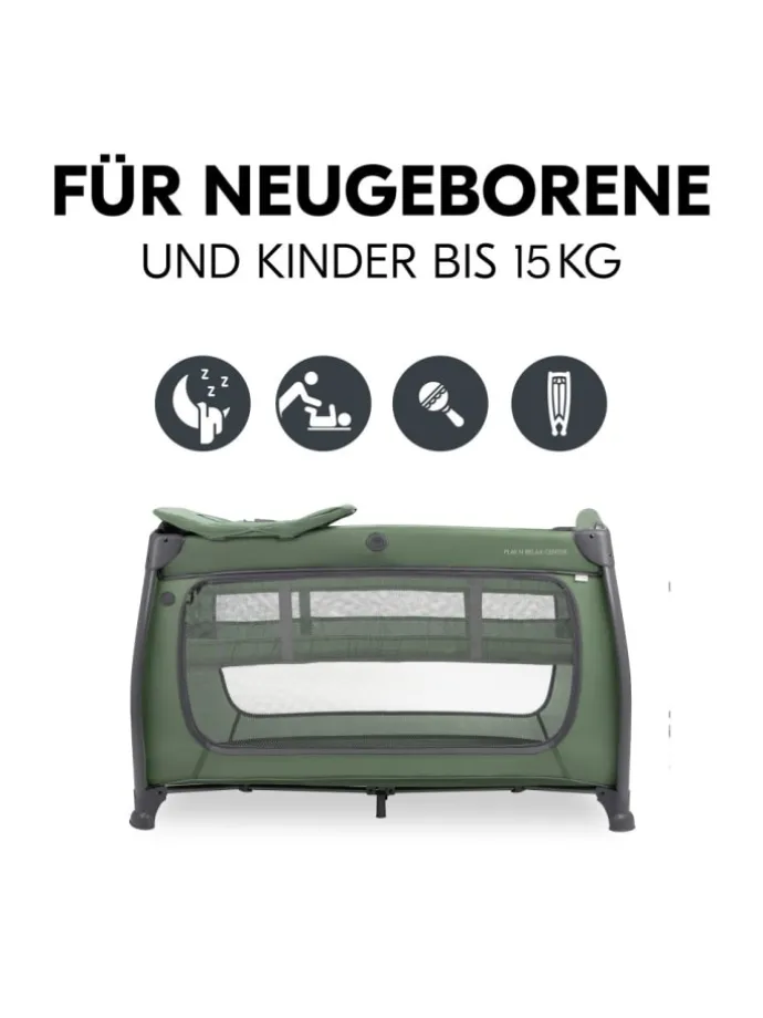Reisebett Play N Relax Center mit Wickelauflage, in gruen