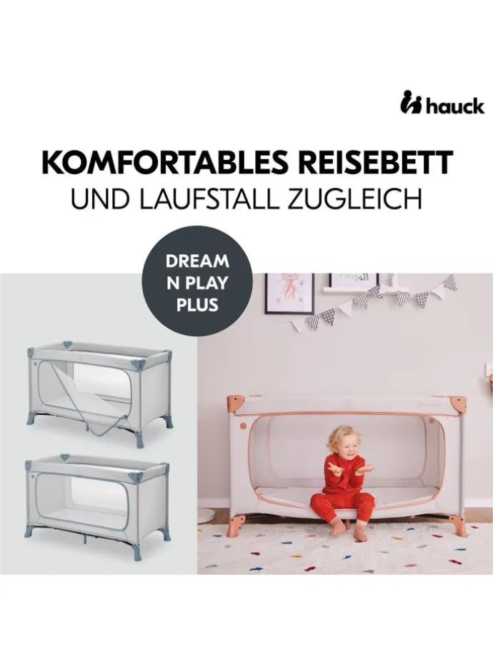 Reisebett Set Dream N Play Plus inkl. Spielzelt, in grau,blau