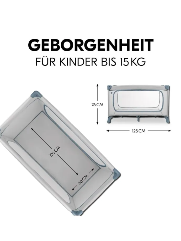 Reisebett Set Dream N Play Plus inkl. Spielzelt, in grau,blau