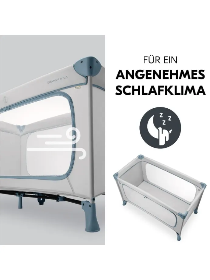 Reisebett Set Dream N Play Plus inkl. Spielzelt, in grau,blau