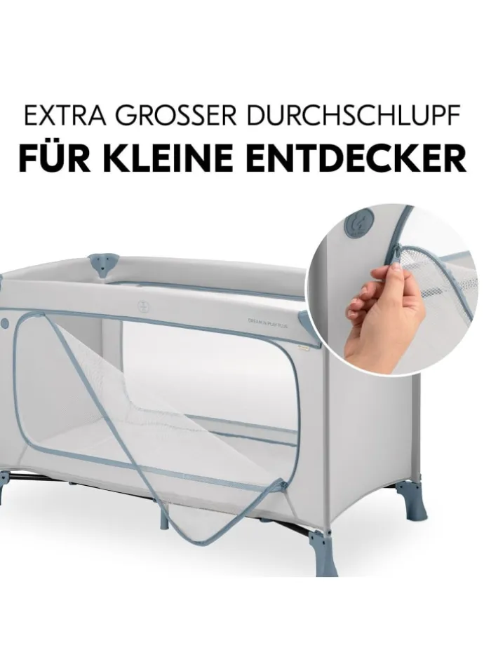 Reisebett Set Dream N Play Plus inkl. Spielzelt, in grau,blau
