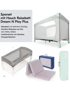 Reisebett Set Dream N Play Plus inkl. Alvi in grau,gruen