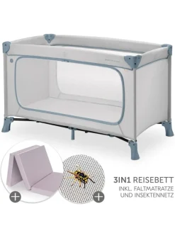 Reisebett Set Dream N Play Plus inkl. Alvi in grau,blau