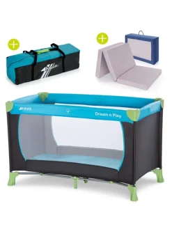 Reisebett Set Dream'n Play - mit Alvi Reisebett in blau,gruen