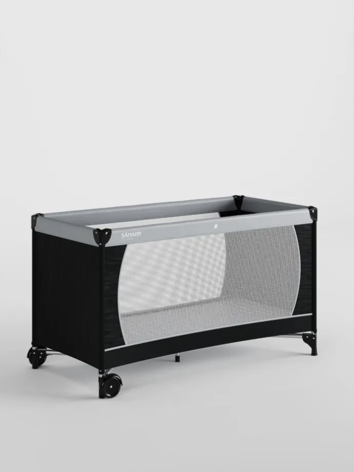 Reisebett 60x120 cm - fold & go - mit Matratze Basic, schwarz/grau