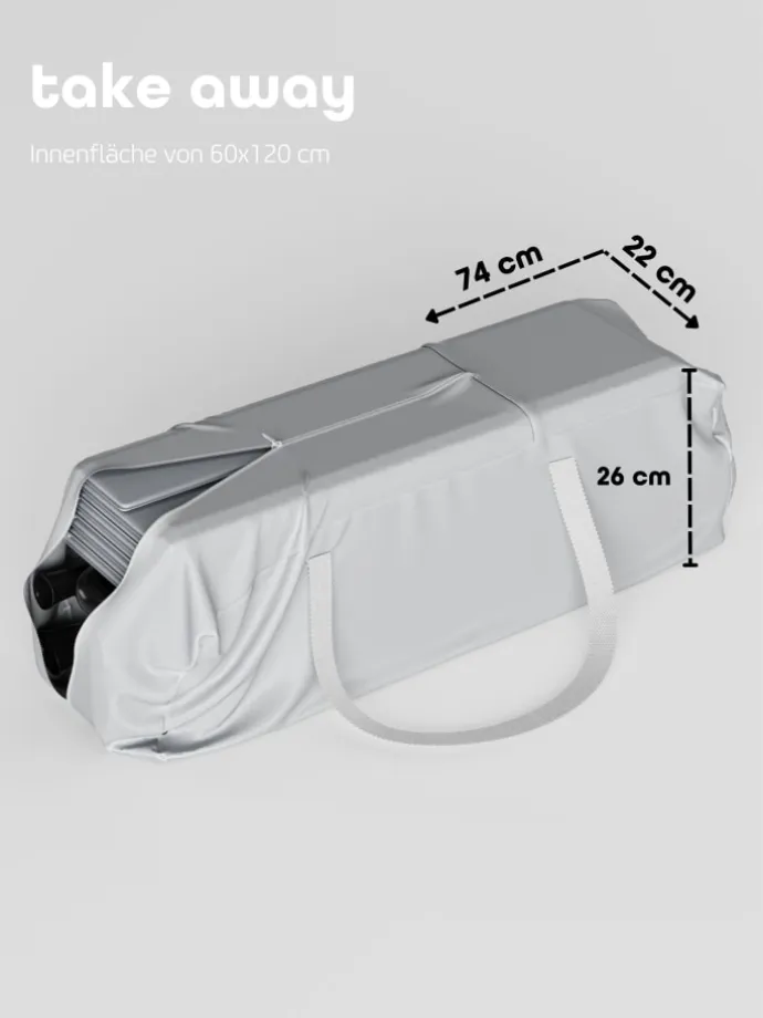 Reisebett 60x120 cm - fold & go - mit Matratze Basic, schwarz/grau