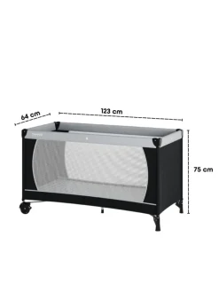 Reisebett 60x120 cm - fold & go - mit Matratze Basic, schwarz/grau