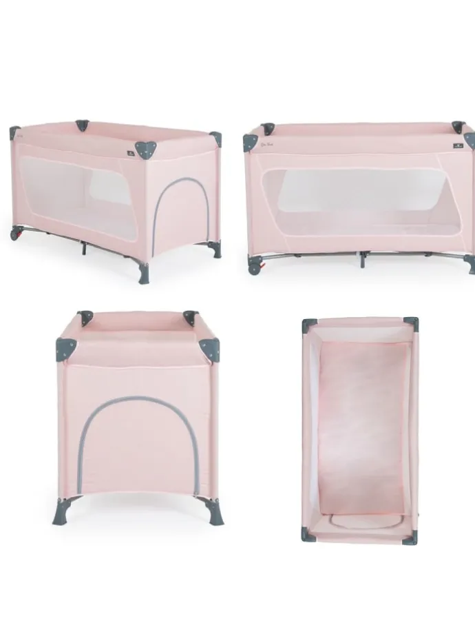 Reiselaufstall One Touch Räder in rosa