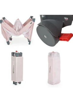 Reiselaufstall One Touch Räder in rosa