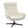 Relaxsessel drehbar mit schwarzem Metallgestell und Chenille-Stoff in Beige