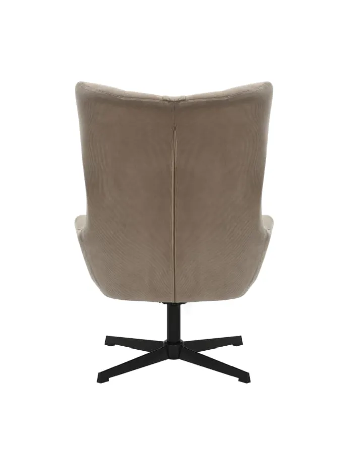 Relaxsessel und Hocker mit Drehfunktion Metallgestell und Cord-Optik in Braun