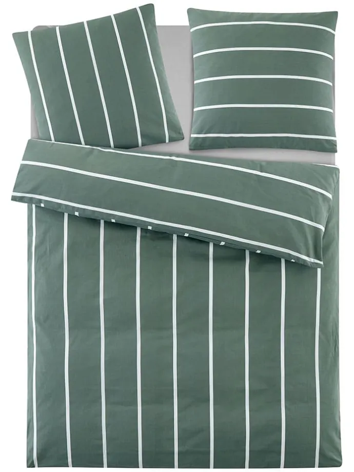 Renforcé-Bettwäsche-Set in Grün - (L)220 x (B)155 cm