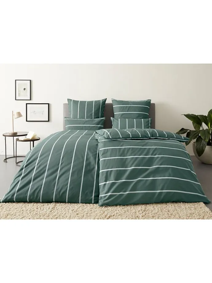 Renforcé-Bettwäsche-Set in Grün - (L)220 x (B)155 cm