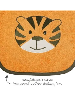 Riesen-Klettlätzchen 30 x 45 cm - Stickerei in orange,motiv