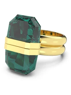 Ring mit Kristall in Gold/ Grün