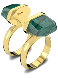 Ring mit Kristall in Gold/ Grün