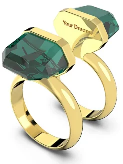 Ring mit Kristall in Gold/ Grün