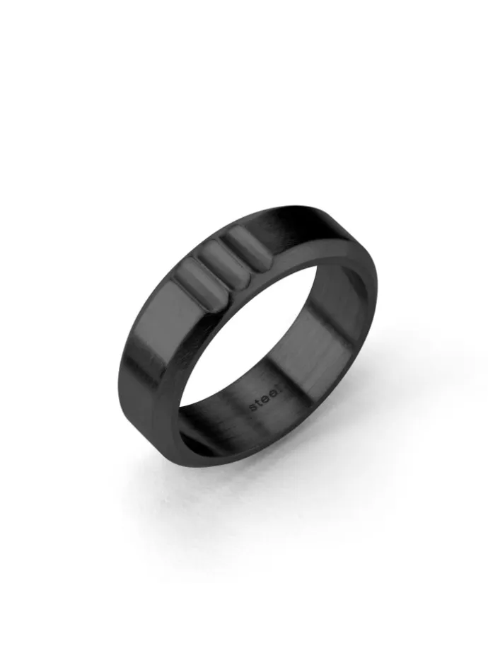 Ring Ring mit Kerben in schwarz
