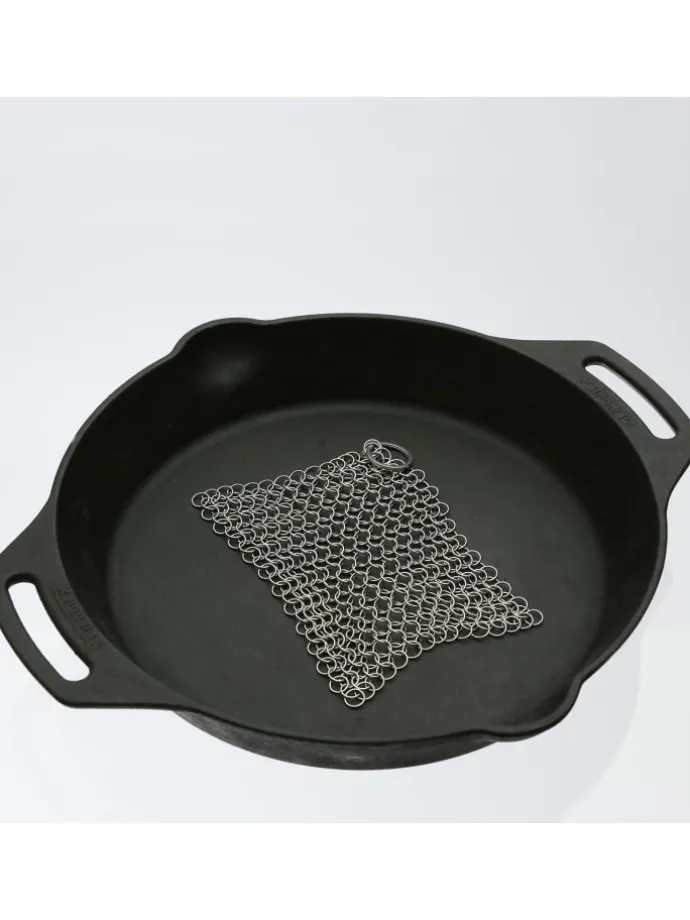 Ringreiniger für Gusseisen Feuertöpfe Netzreiniger 12,5x12,5cm in silber