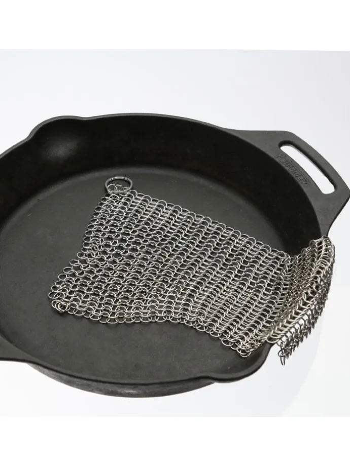 Ringreiniger für Gusseisen Feuertöpfe Netzreiniger 20x20cm in silber