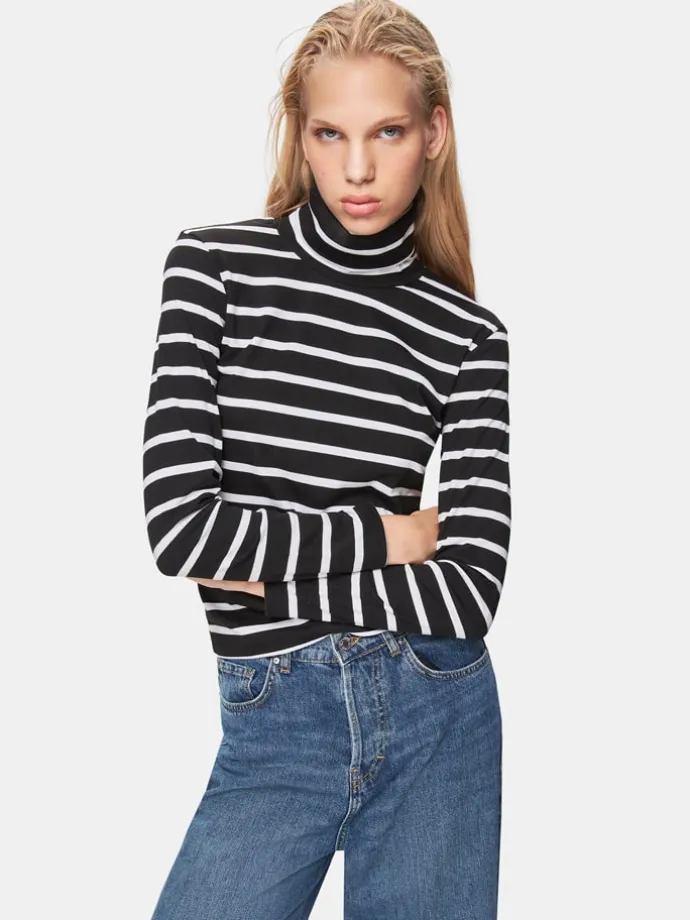 Rollkragenpullover in Schwarz/ Weiß