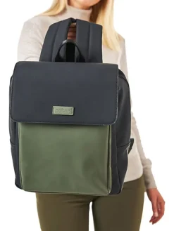 Rucksack in Khaki/ Schwarz - (L)35 x (B)30 x (H)11 cm