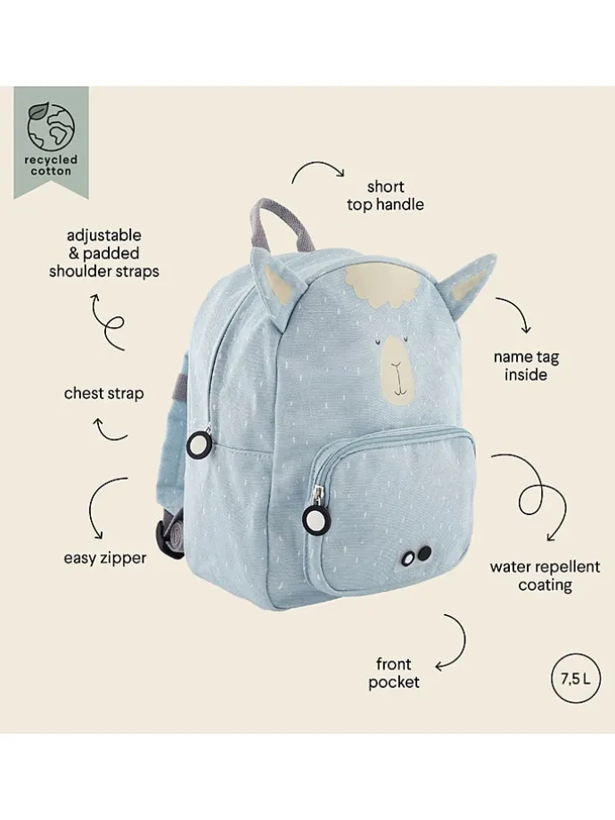 Rucksack "Mr. Alpaca" in Hellblau - (L)23 cm - (B)13 cm - (H)31 cm